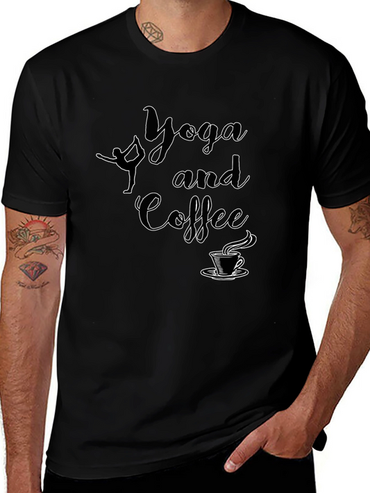 Camiseta Negra Yoga and Coffee para Hombre