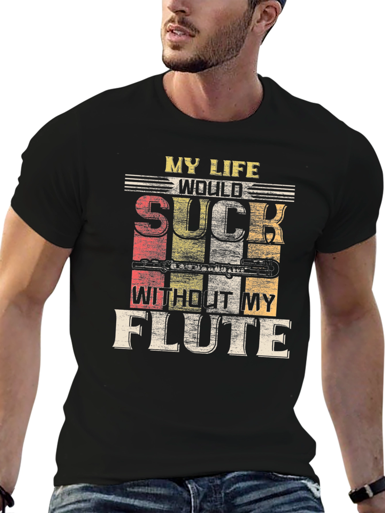 Camiseta Negra My Life Would Suck Without My Flute