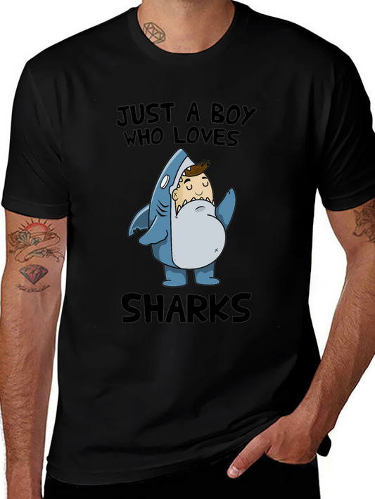 Camiseta Negra: Niño Amante de los Tiburones