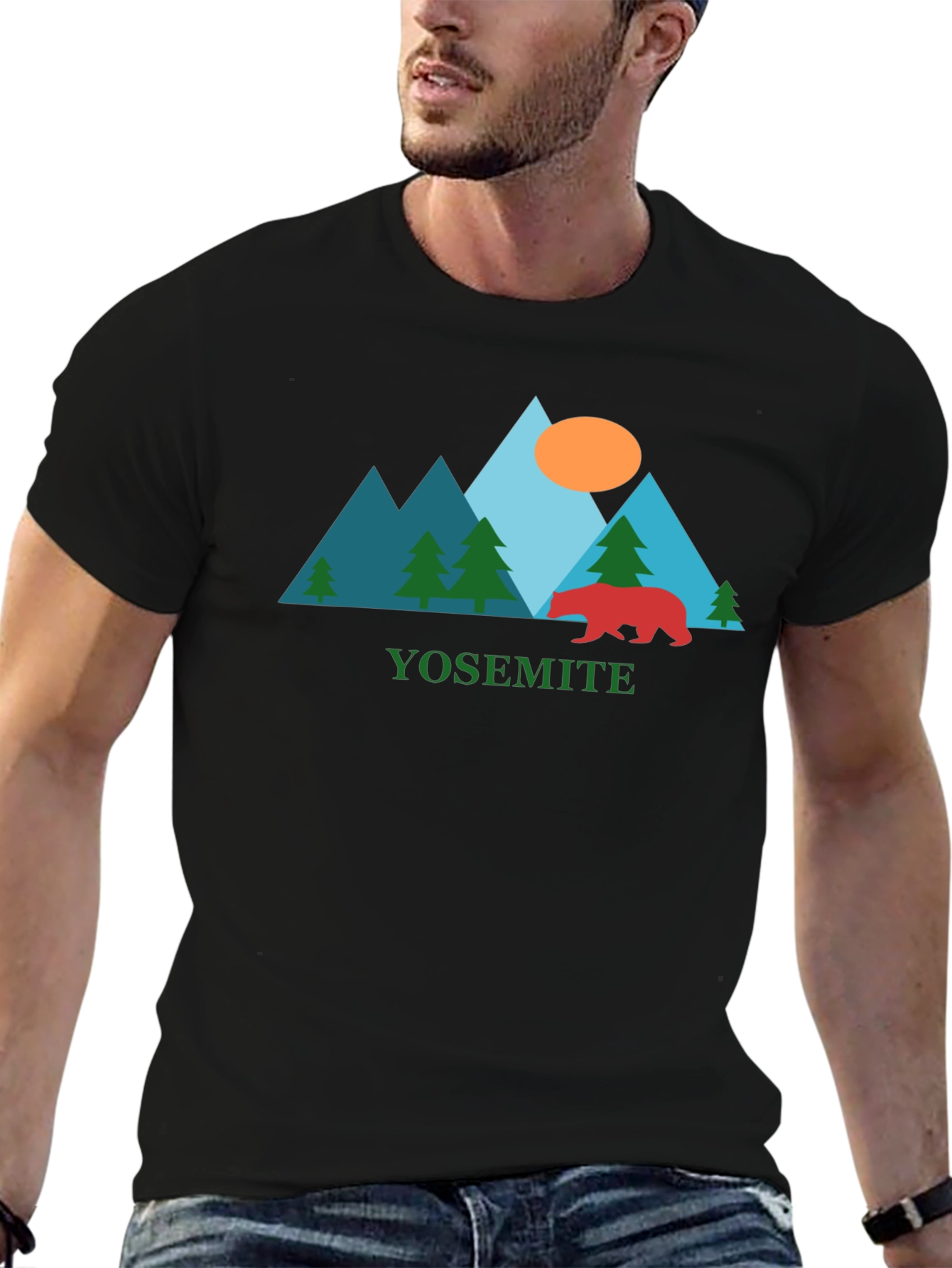 Camiseta Yosemite para hombre - Diseño Montaña y Oso