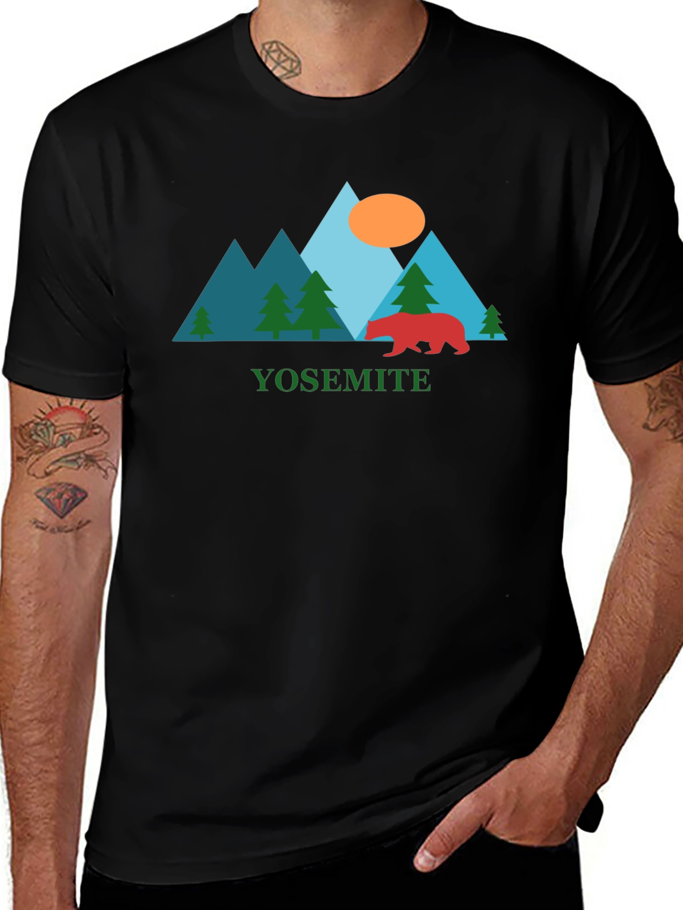 Camiseta Yosemite para hombre - Diseño Montaña y Oso