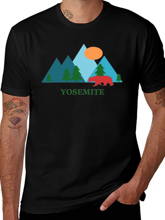 Camiseta Yosemite para hombre - Diseño Montaña y Oso