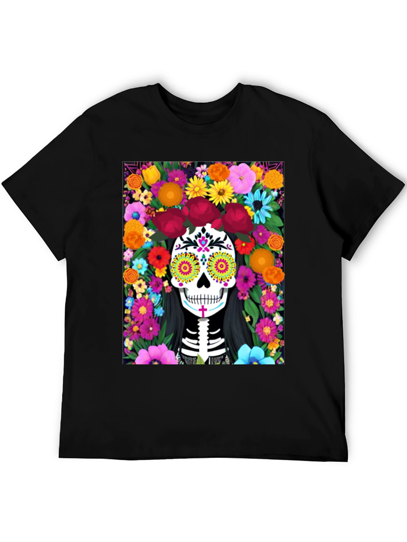 Camiseta Día de Muertos con Calavera Floral