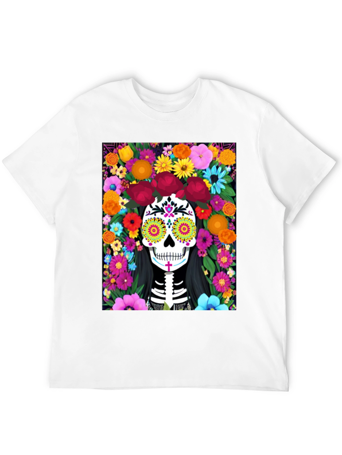 Camiseta Día de Muertos con Calavera Floral