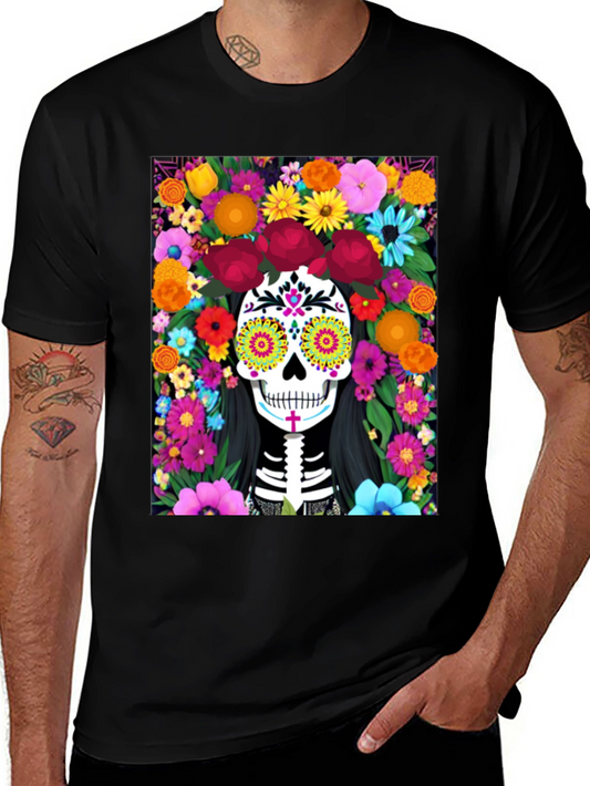 Camiseta Día de Muertos con Calavera Floral