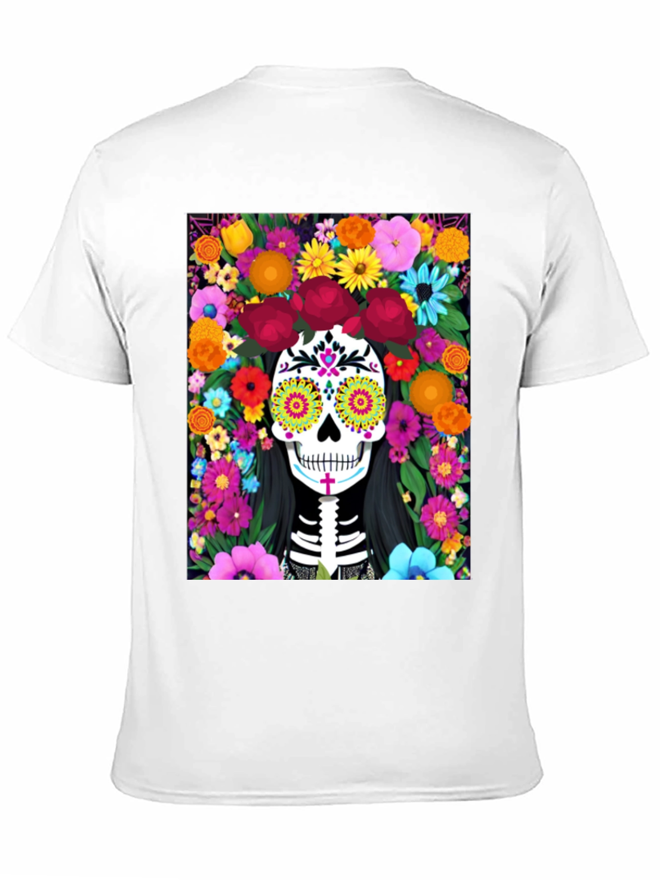 Camiseta Día de Muertos con Calavera Floral