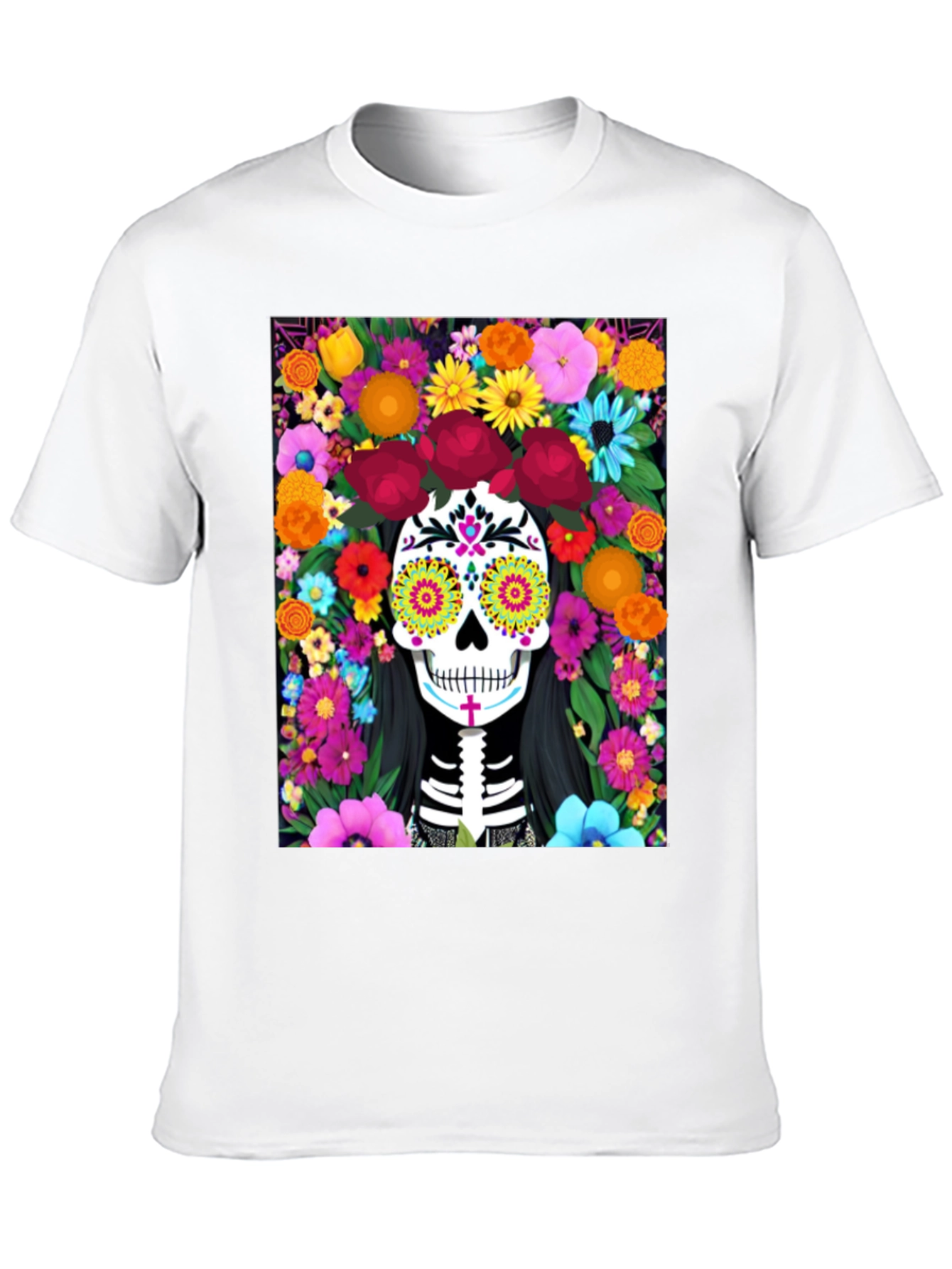Camiseta Día de Muertos con Calavera Floral