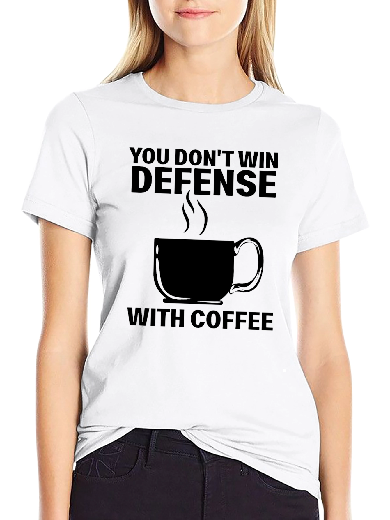 Camiseta Negra: Defensa y Café - Diseño Único