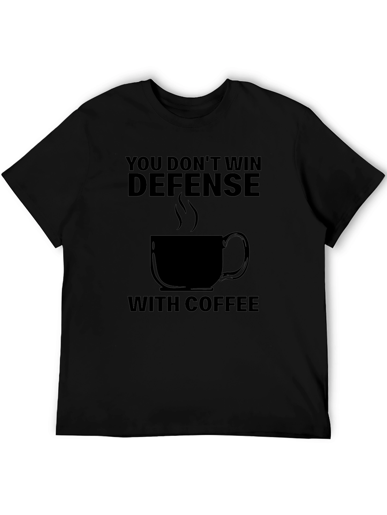 Camiseta Negra: Defensa y Café - Diseño Único