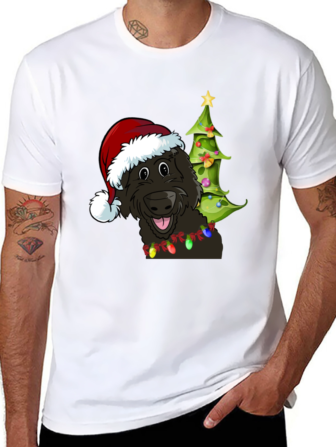 Camiseta Perro Navideño con Gorro de Santa