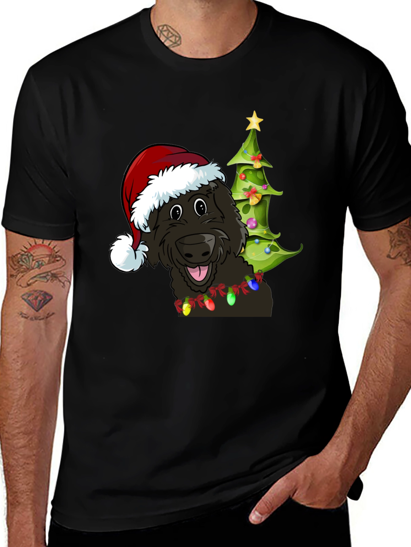 Camiseta Perro Navideño con Gorro de Santa