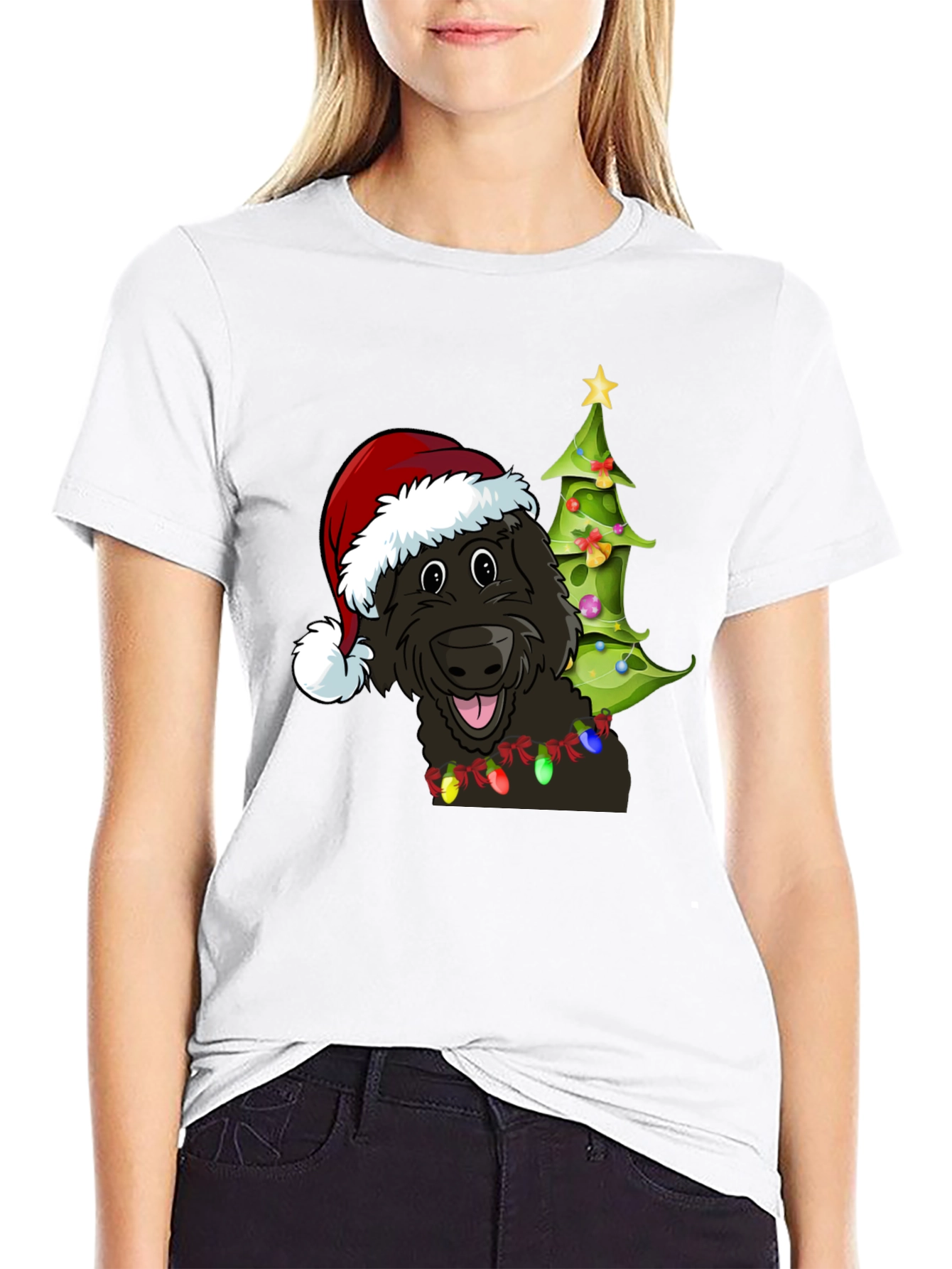Camiseta Perro Navideño con Gorro de Santa