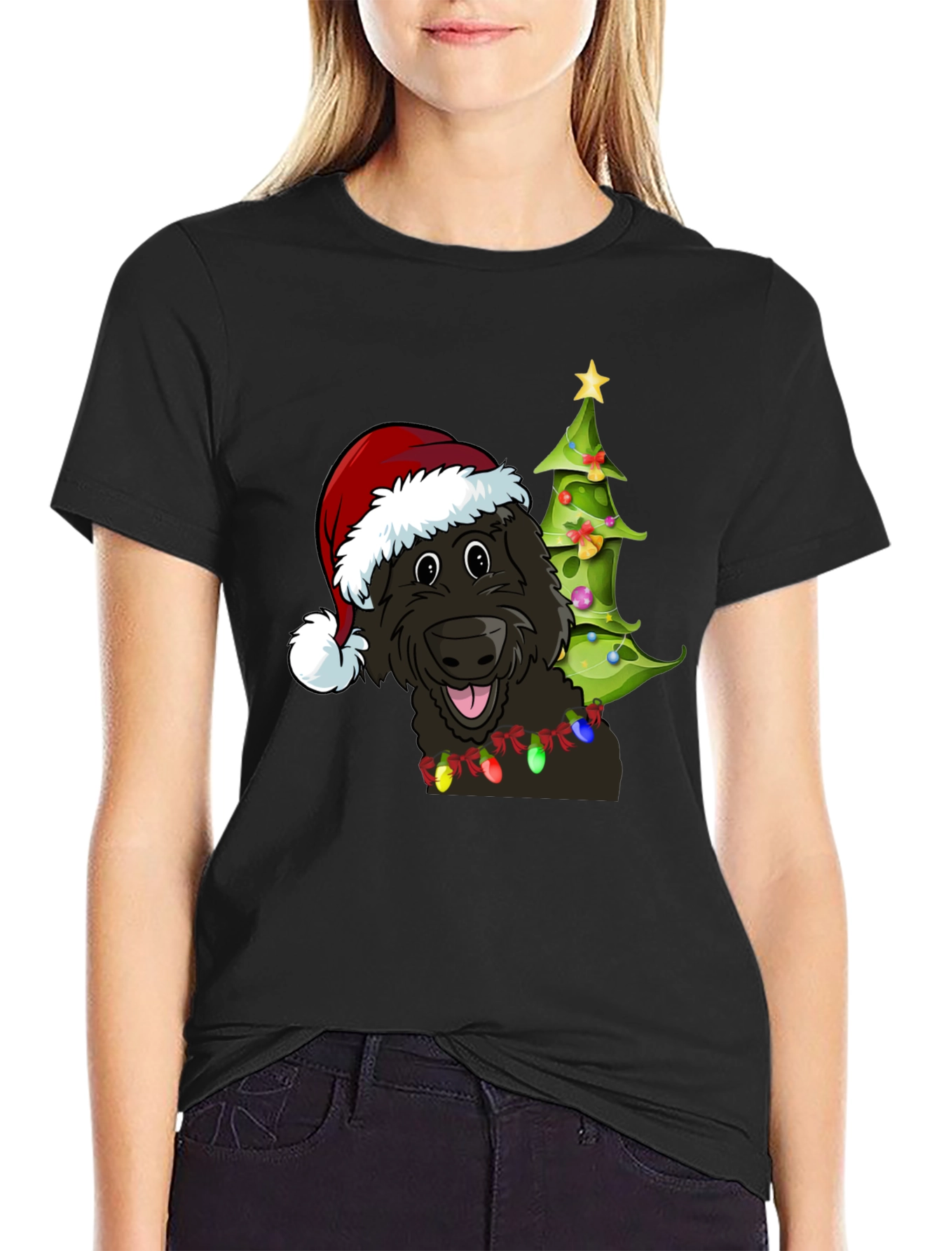 Camiseta Perro Navideño con Gorro de Santa