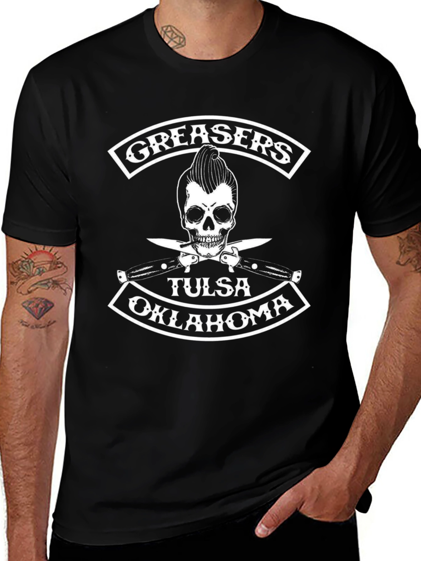 Camiseta Negra Greaser Tulsa Oklahoma