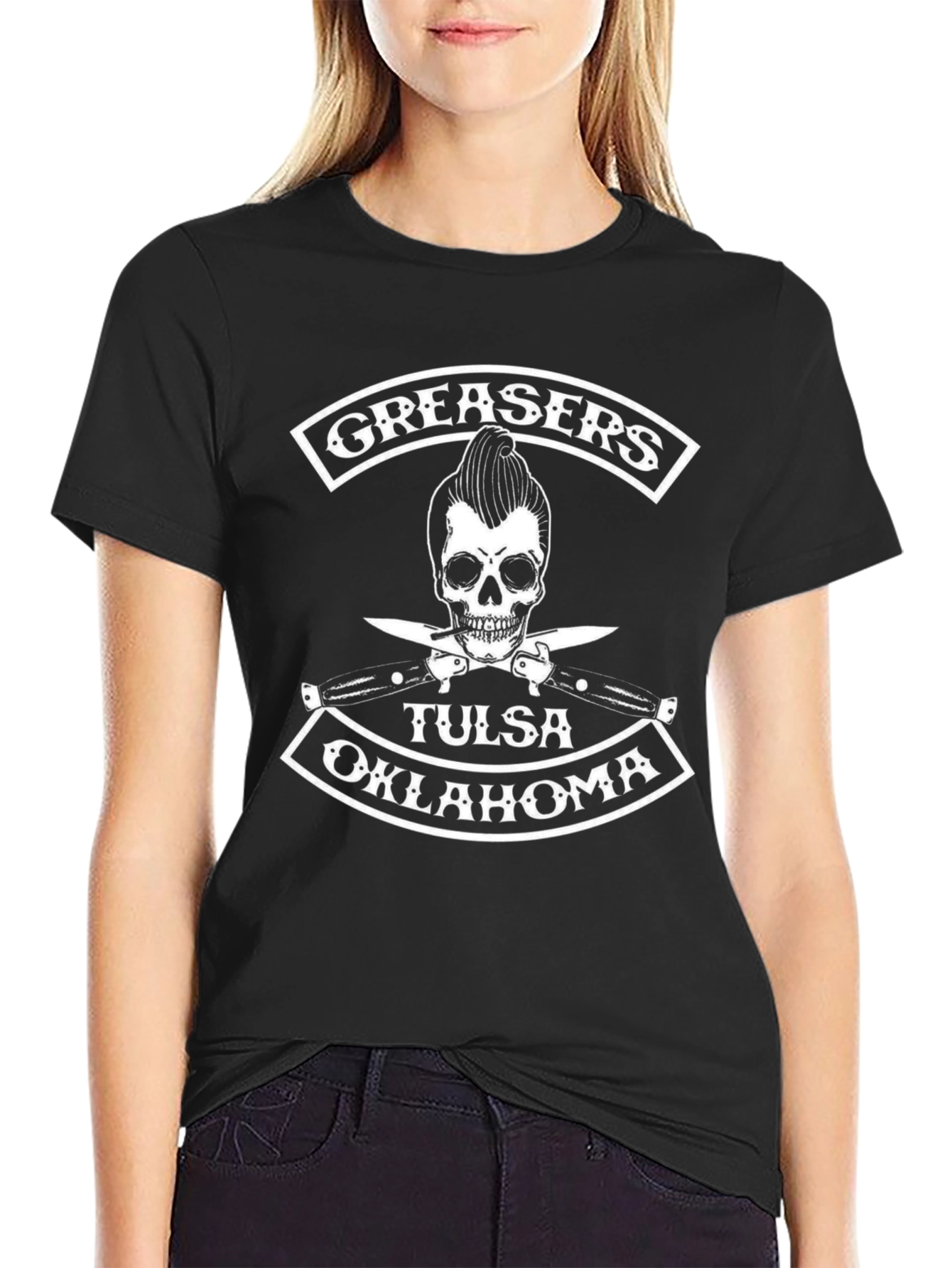 Camiseta Negra Greaser Tulsa Oklahoma