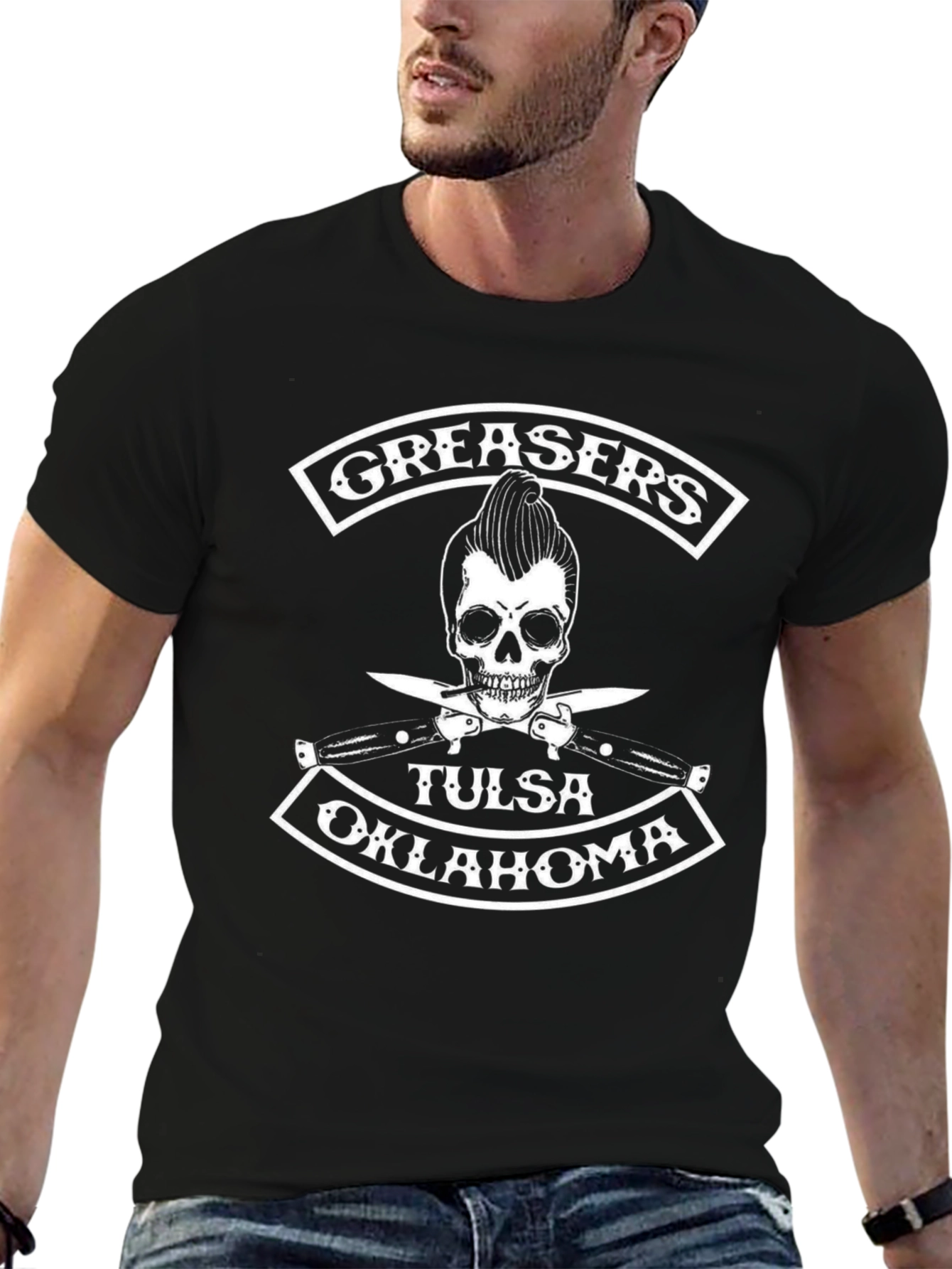 Camiseta Negra Greaser Tulsa Oklahoma