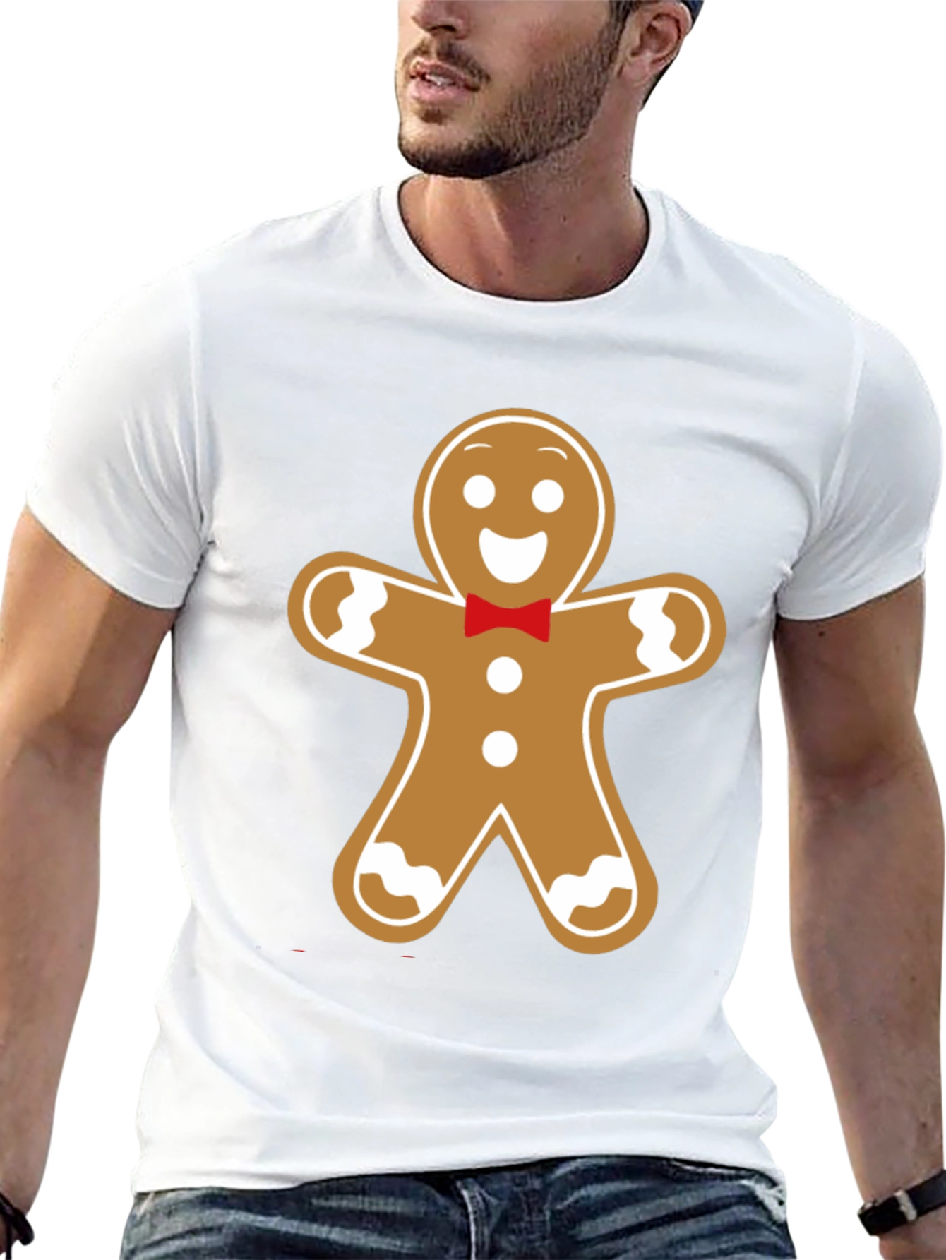 Camiseta Hombre Diseño Pan de Jengibre Navideño