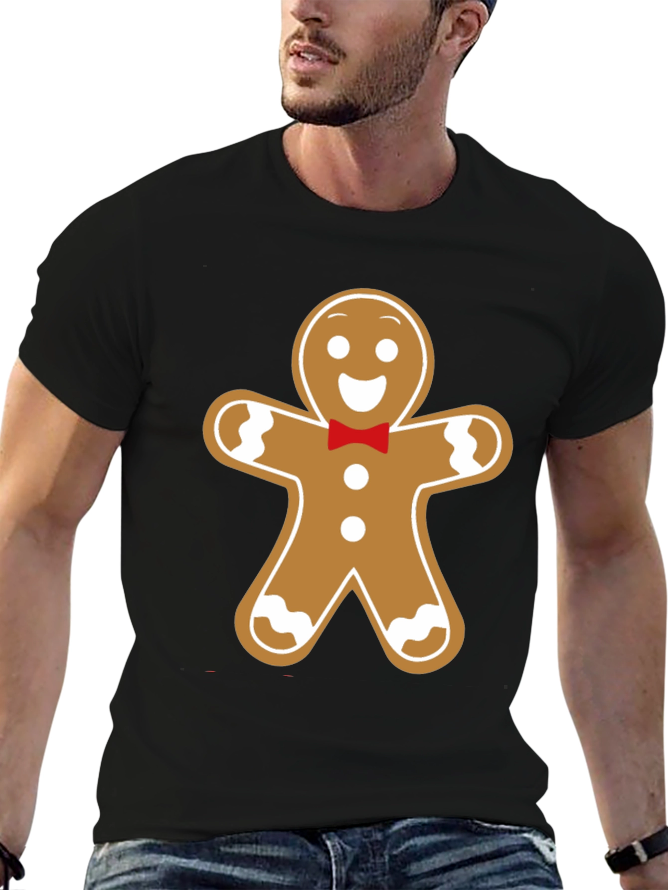 Camiseta Hombre Diseño Pan de Jengibre Navideño