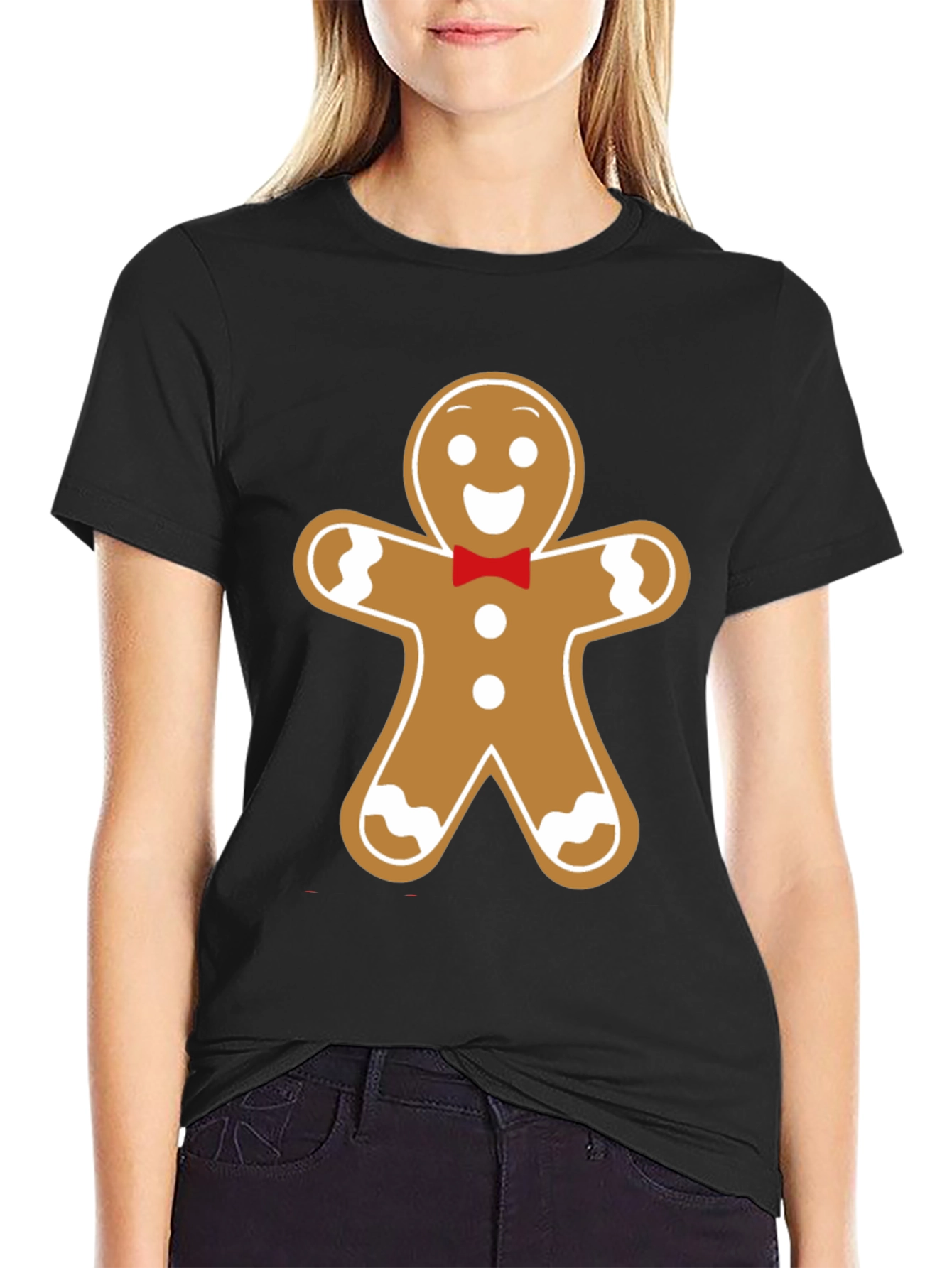 Camiseta Hombre Diseño Pan de Jengibre Navideño