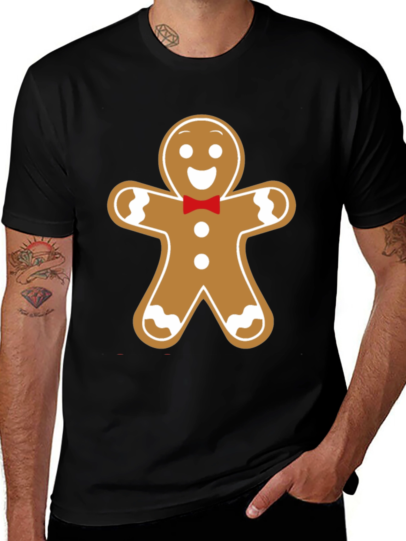 Camiseta Hombre Diseño Pan de Jengibre Navideño