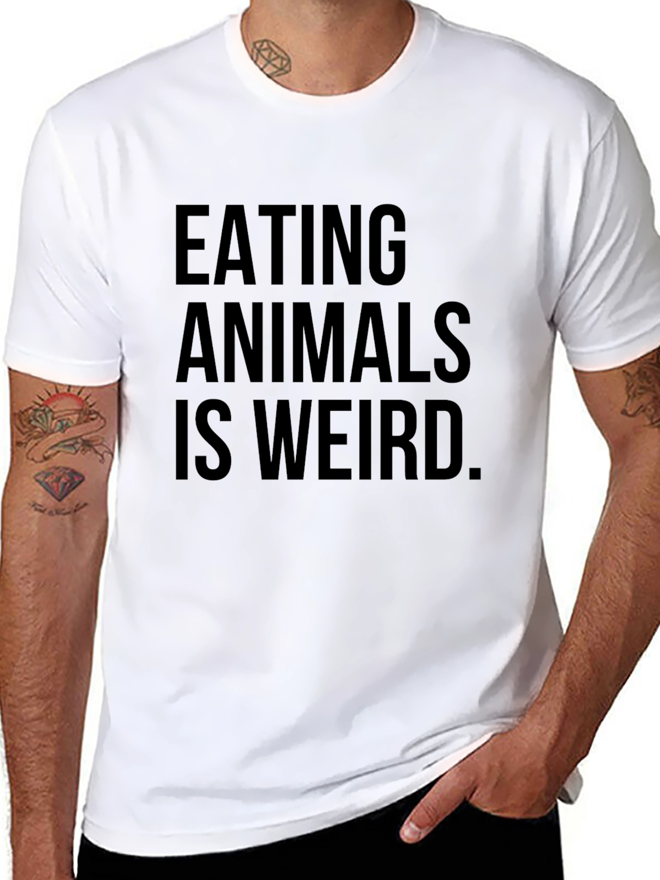 Camiseta Negra: Comer Animales Es Raro