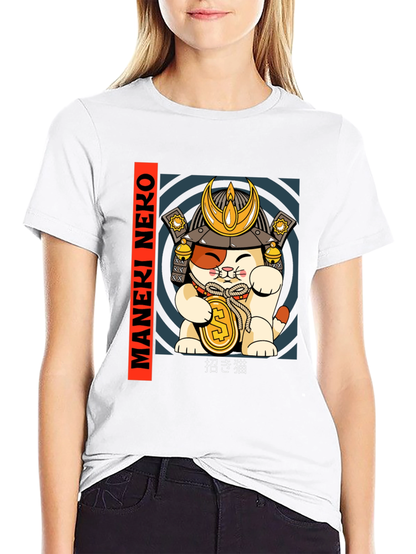 Camiseta Gato Samurai Neko de la Suerte