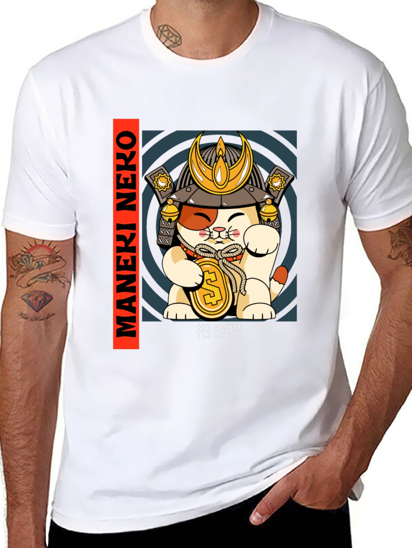 Camiseta Gato Samurai Neko de la Suerte
