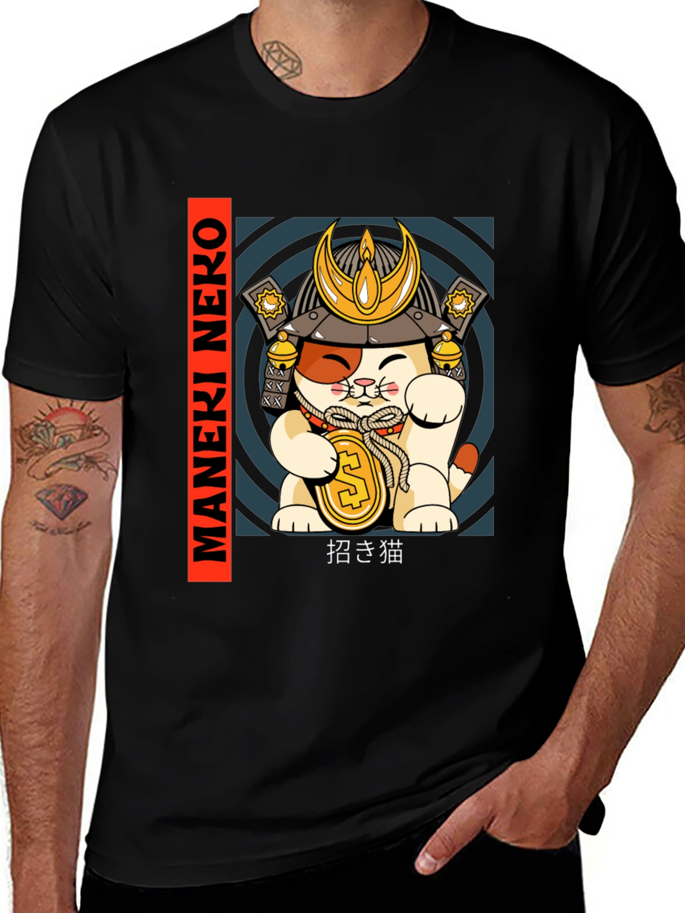 Camiseta Gato Samurai Neko de la Suerte