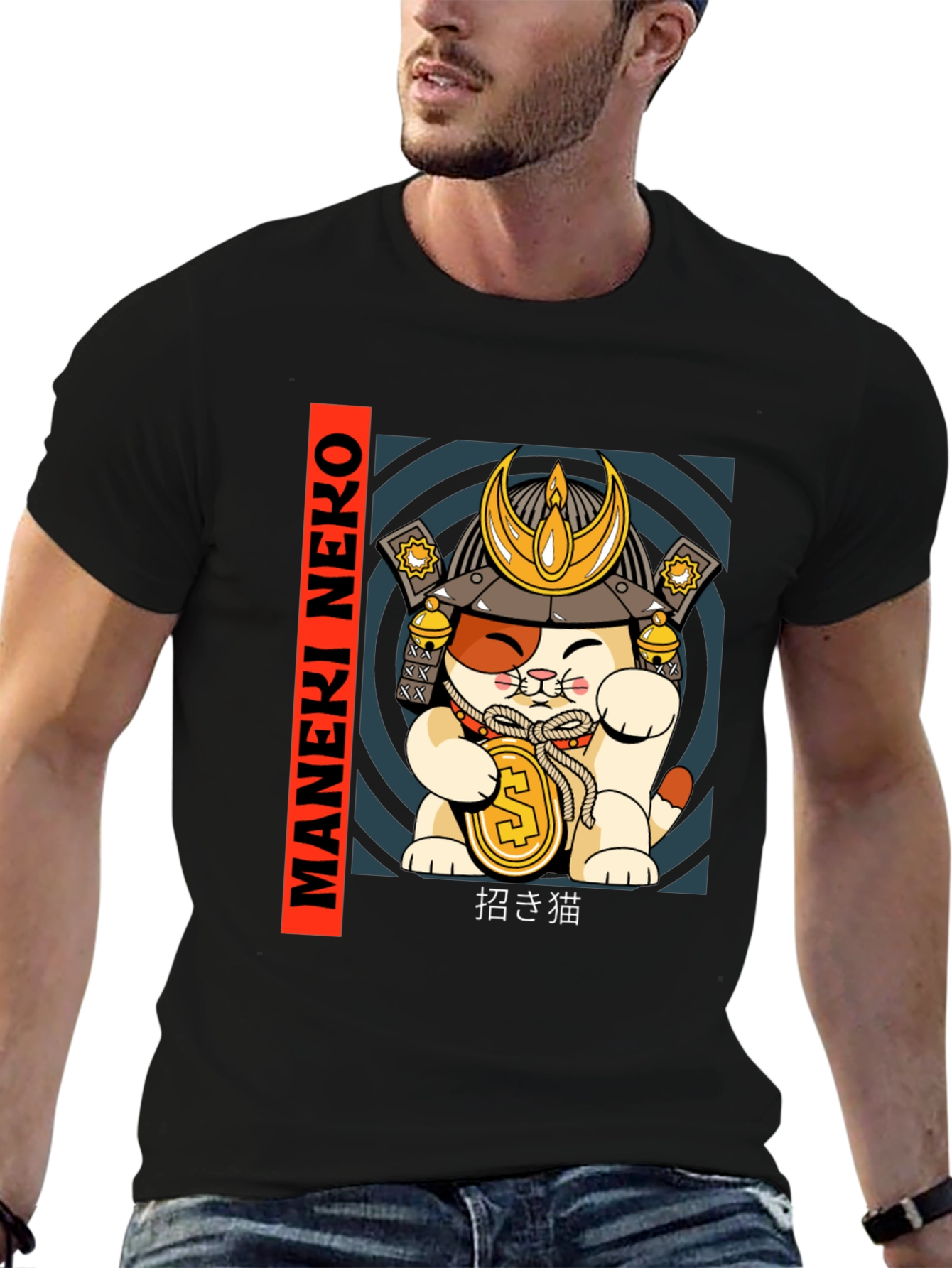 Camiseta Gato Samurai Neko de la Suerte