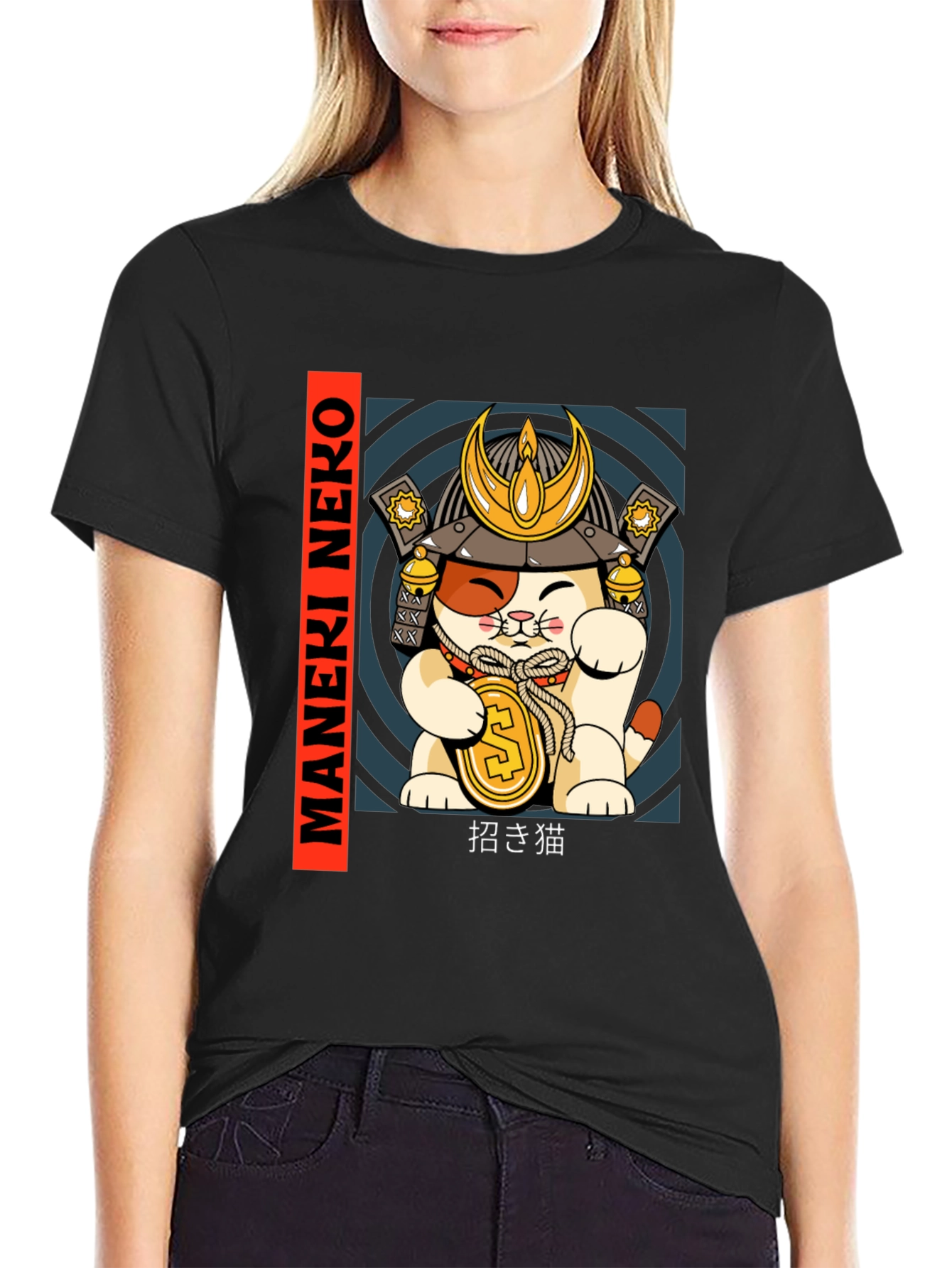 Camiseta Gato Samurai Neko de la Suerte