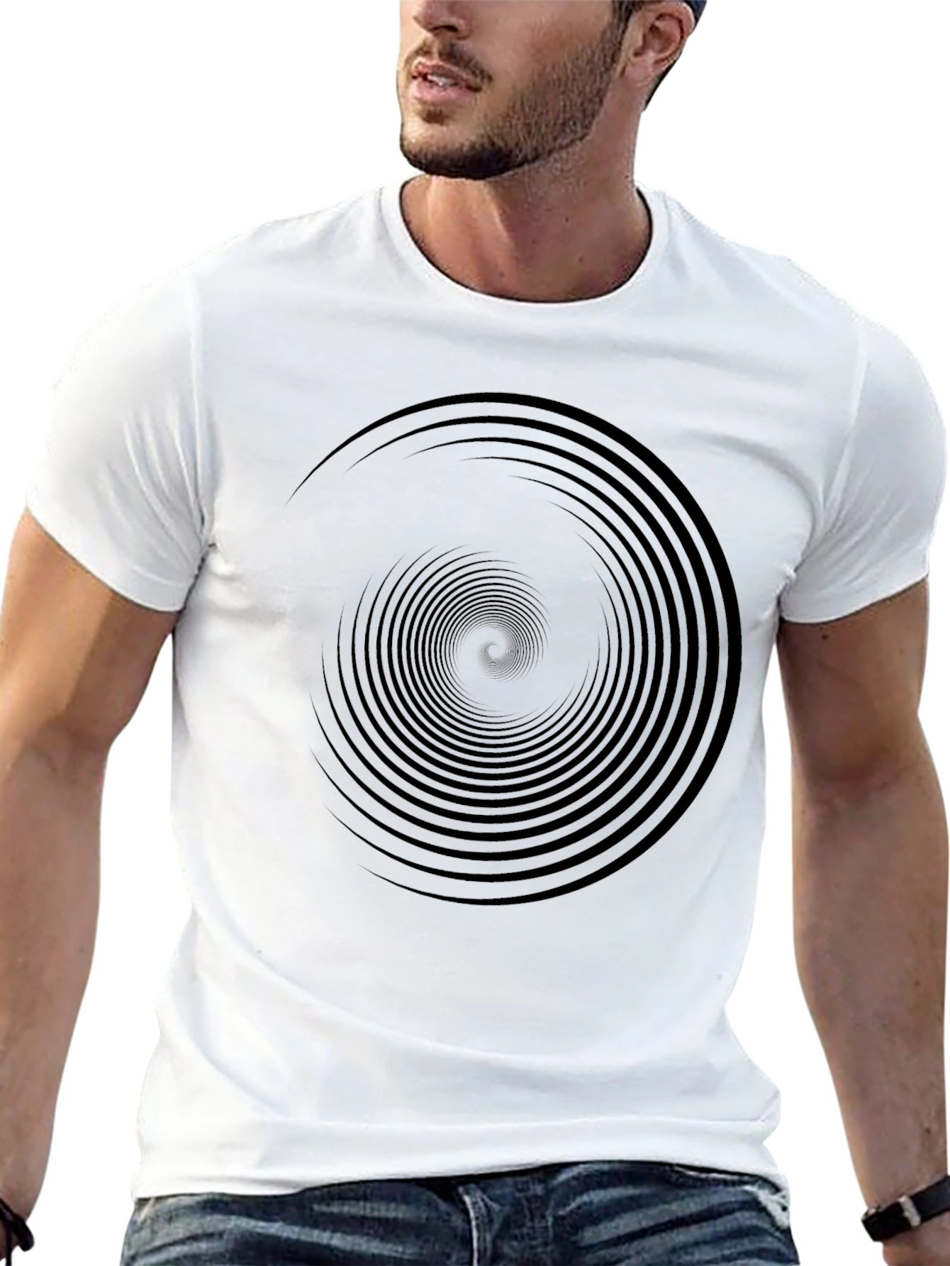 Camiseta Negra Espiral Hipnótica Hombre
