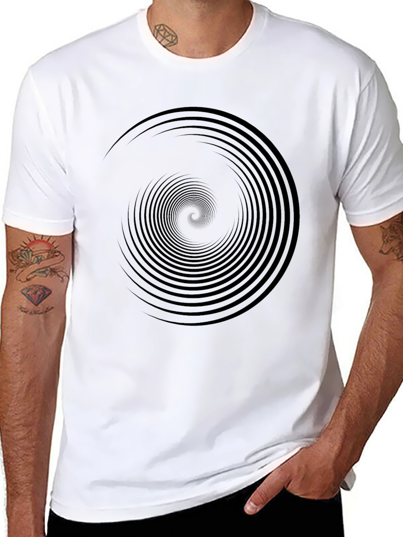 Camiseta Negra Espiral Hipnótica Hombre