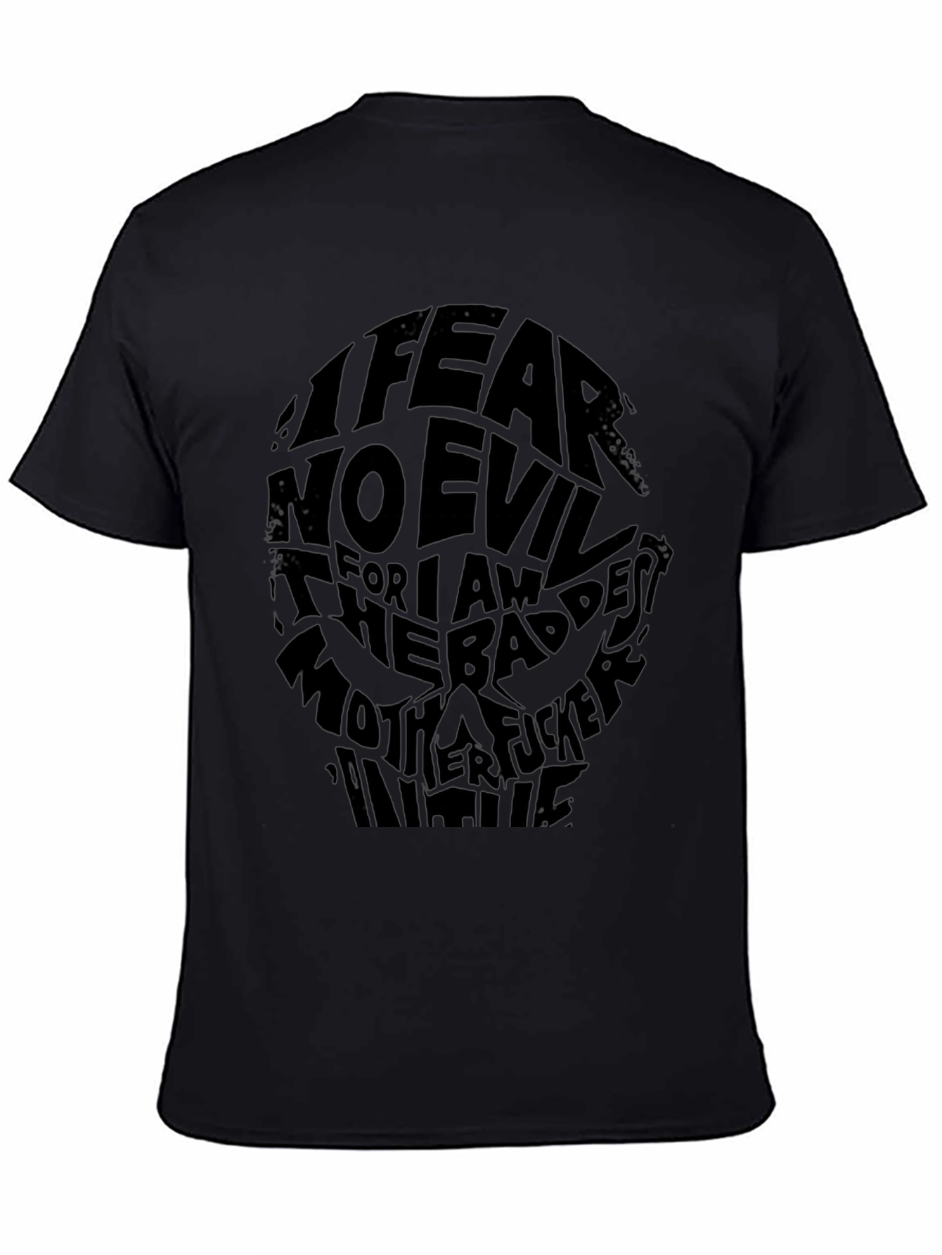 I Fear No Evil Graphic Print Black T-Shirt