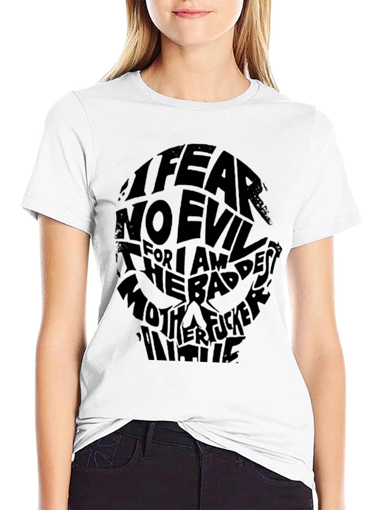I Fear No Evil Graphic Print Black T-Shirt