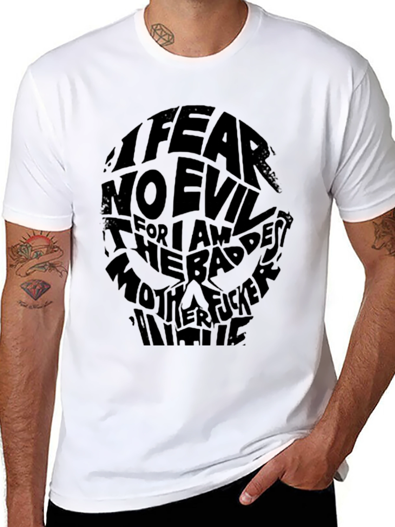 I Fear No Evil Graphic Print Black T-Shirt
