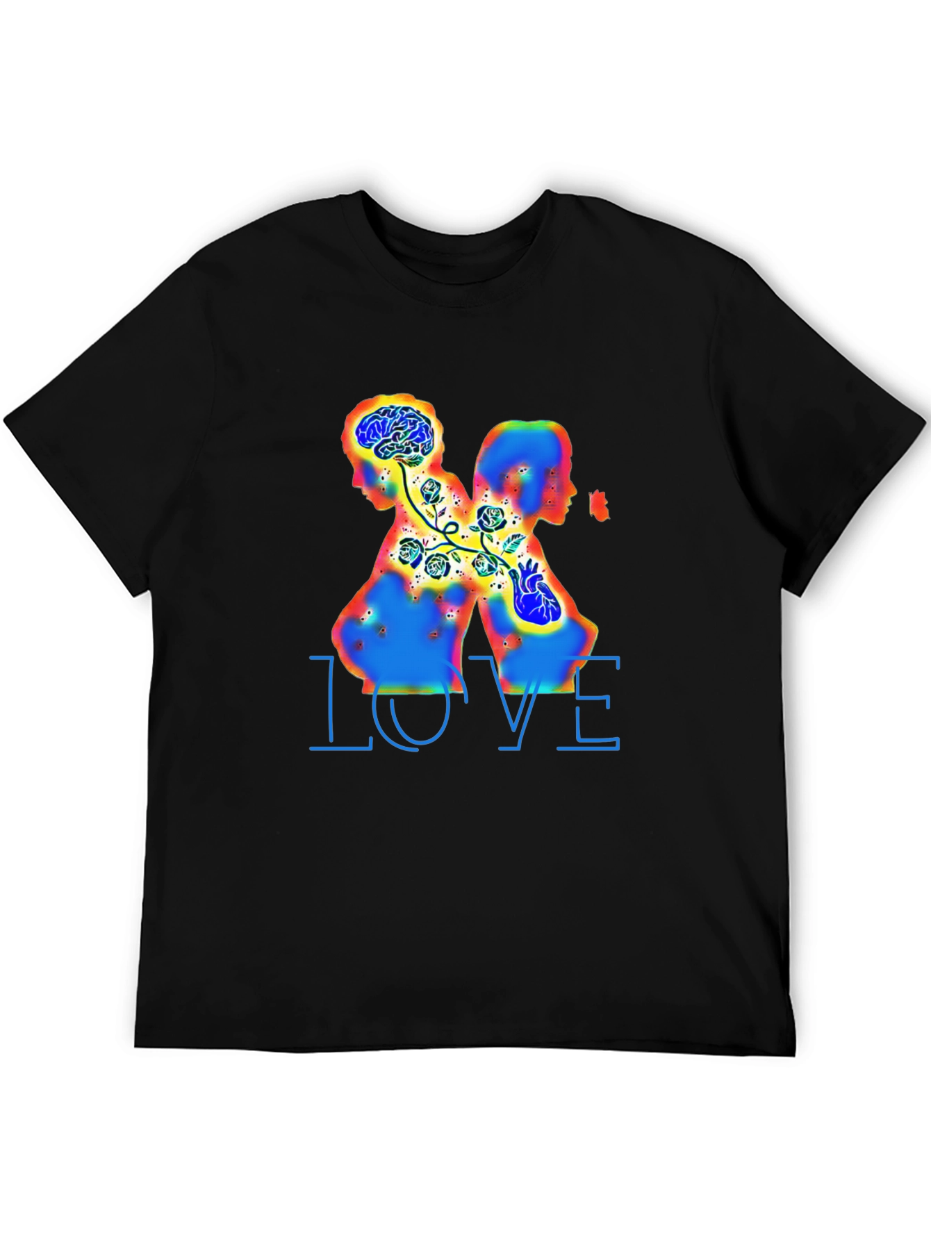 Camiseta Negra Amor Cerebro Corazón