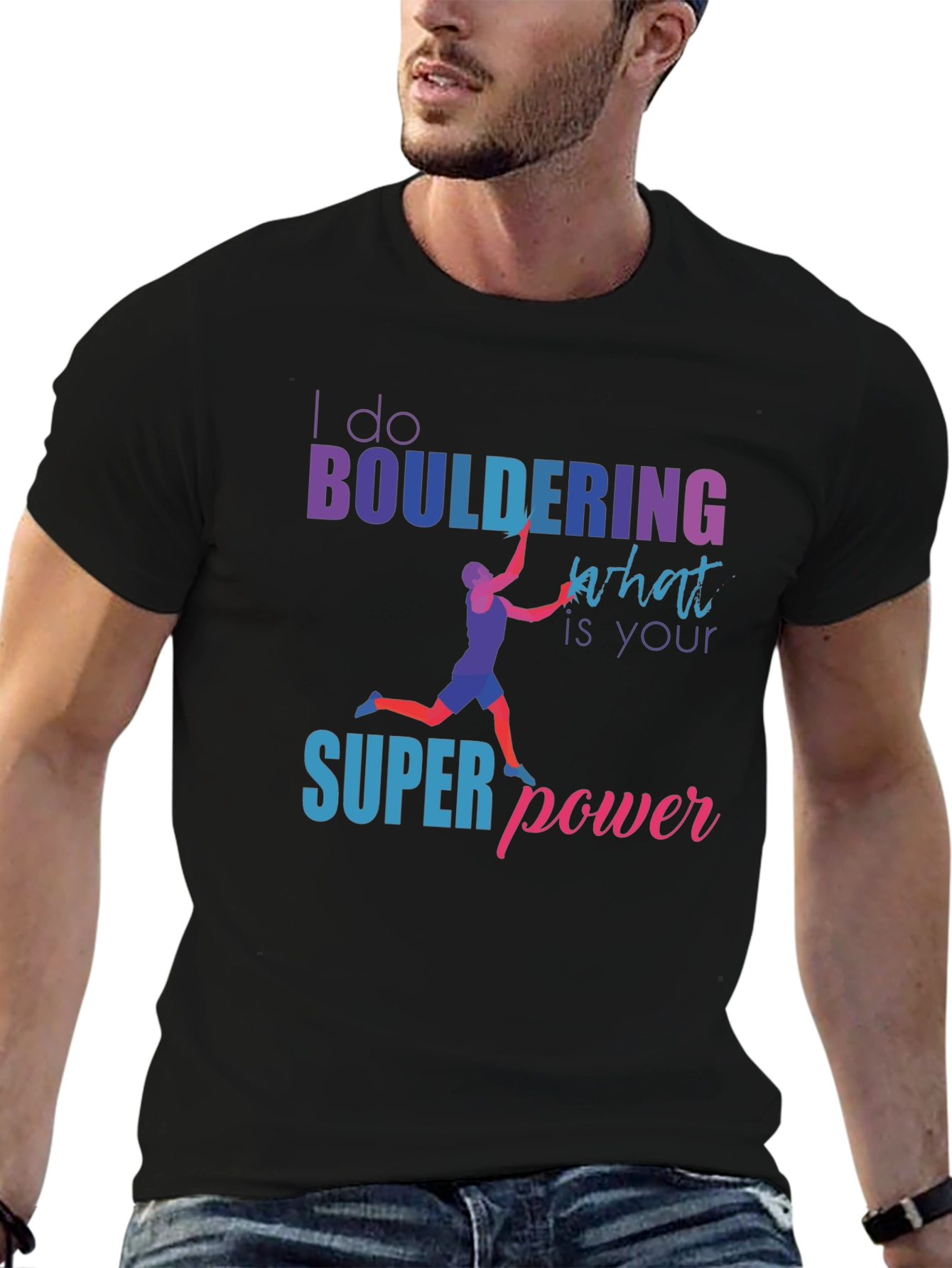 Camiseta Negra Bouldering Superpoder