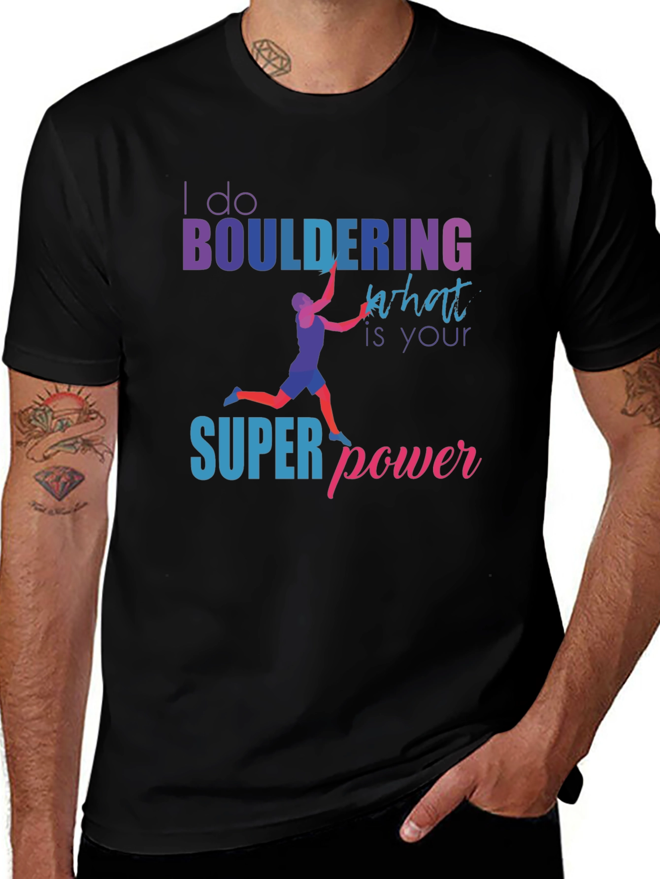 Camiseta Negra Bouldering Superpoder