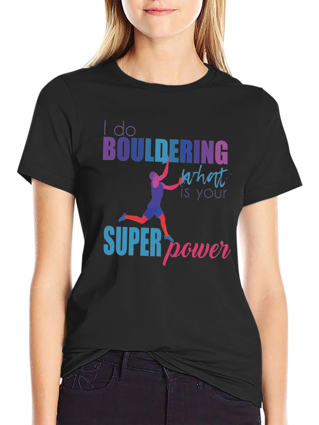 Camiseta Negra Bouldering Superpoder