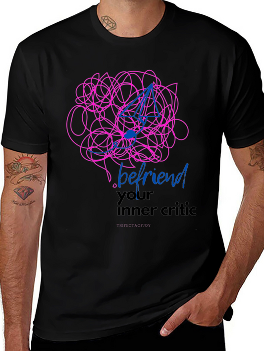 Camiseta Negra con Diseño Abstracto y Mensaje Inspirador