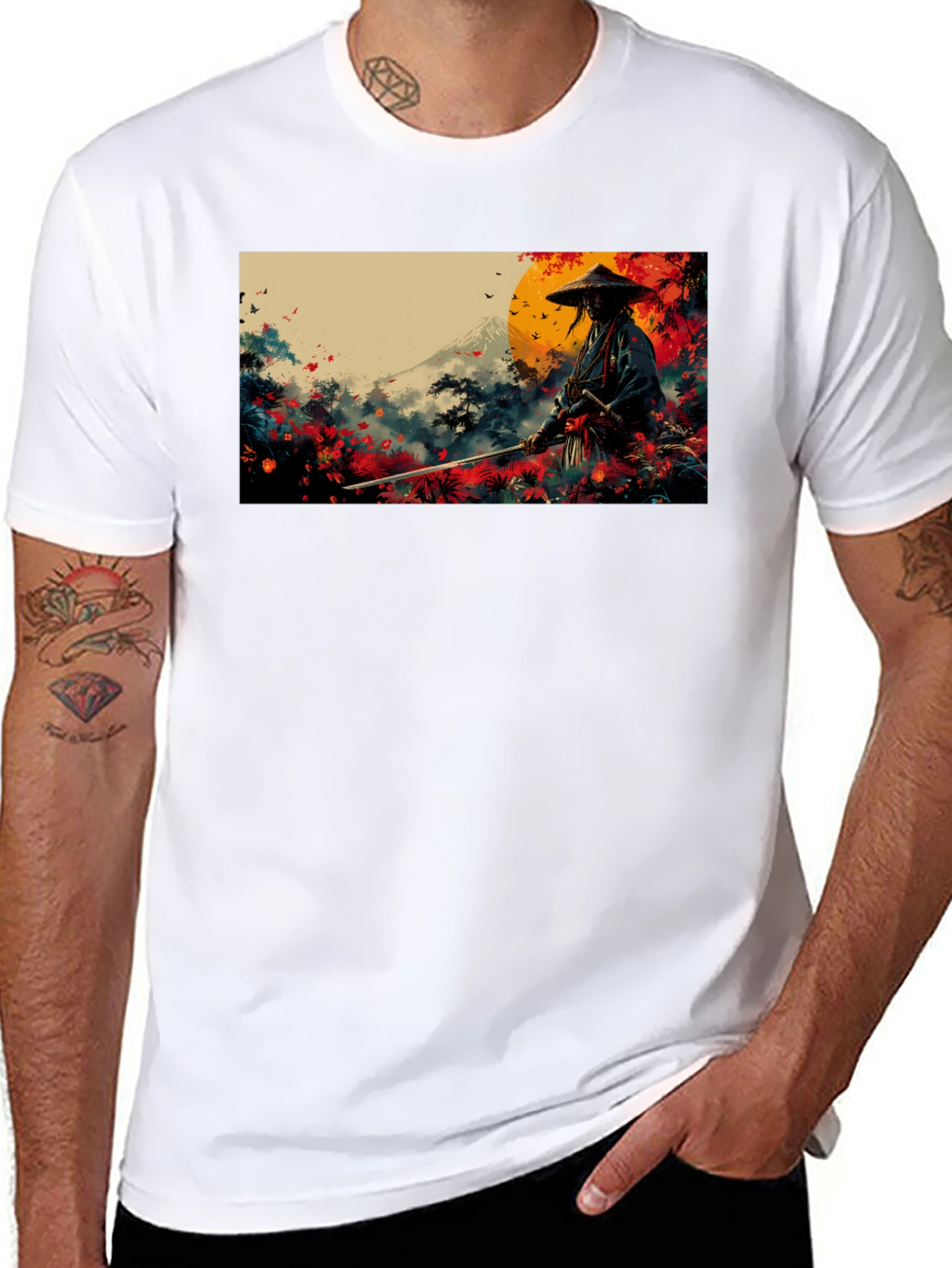 Camiseta Negra Samurai Arte Japonés