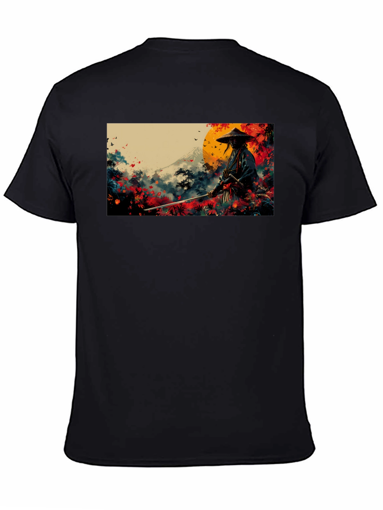 Camiseta Negra Samurai Arte Japonés