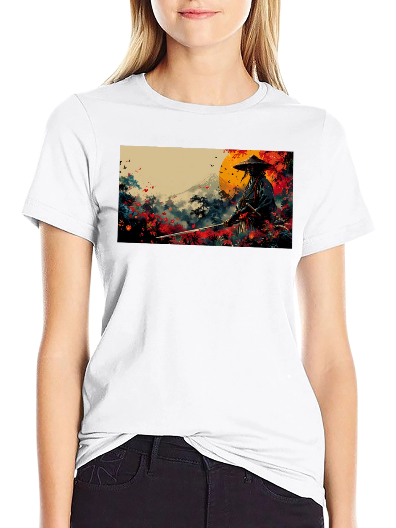 Camiseta Negra Samurai Arte Japonés