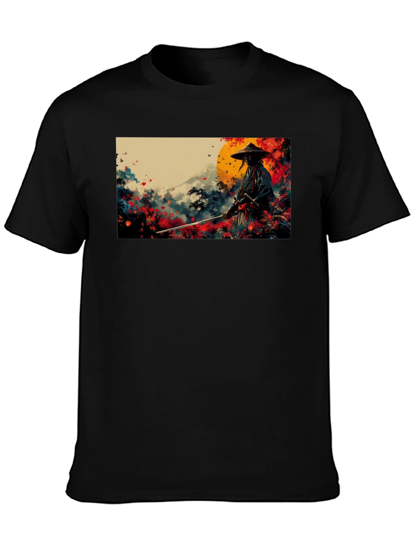 Camiseta Negra Samurai Arte Japonés