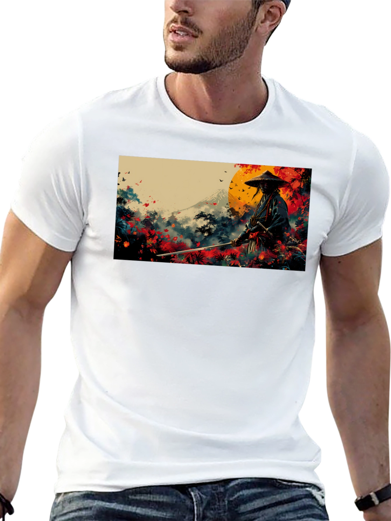 Camiseta Negra Samurai Arte Japonés
