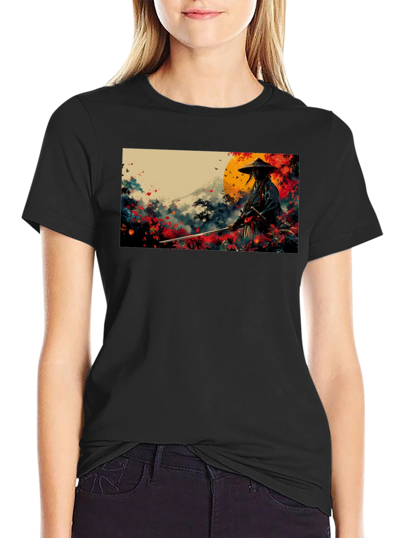 Camiseta Negra Samurai Arte Japonés