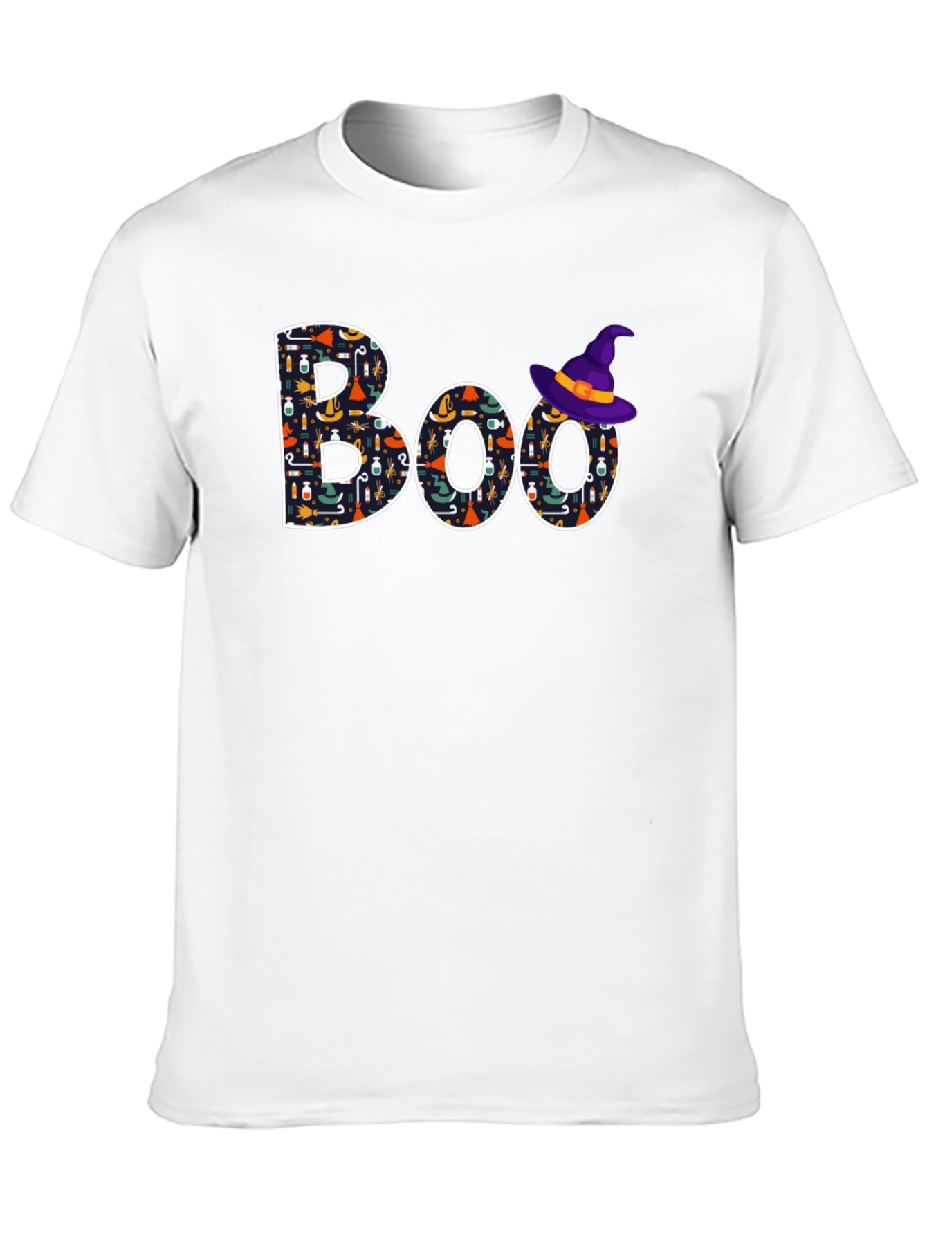 Camiseta Negra Boo Halloween con Gorro de Bruja