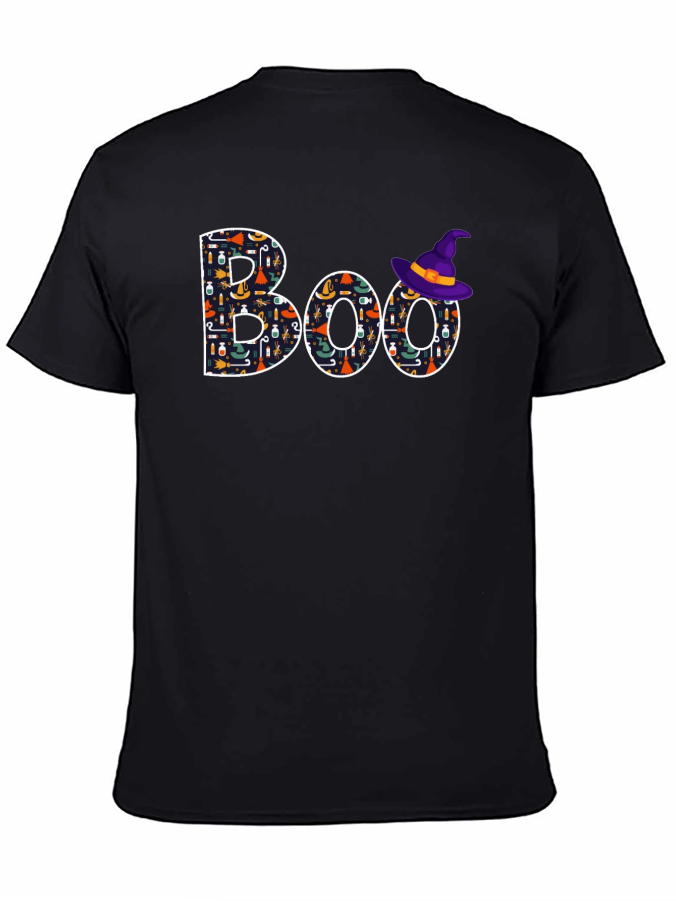 Camiseta Negra Boo Halloween con Gorro de Bruja