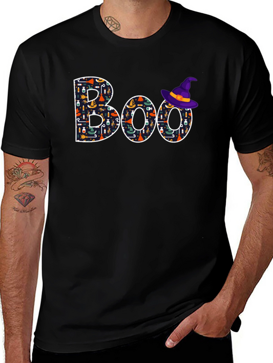 Camiseta Negra Boo Halloween con Gorro de Bruja