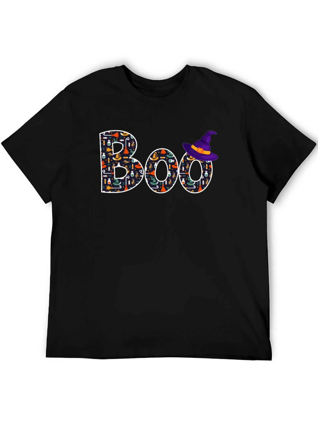 Camiseta Negra Boo Halloween con Gorro de Bruja